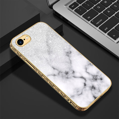 iPhone 8 / 7 Cover - White Marble Series - Premium Electroplated Shutterproof Case Soft Silicon Borders Case