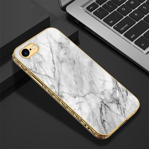 iPhone 8 / 7 Cover - White Marble Series - Premium Electroplated Shutterproof Case Soft Silicon Borders Case