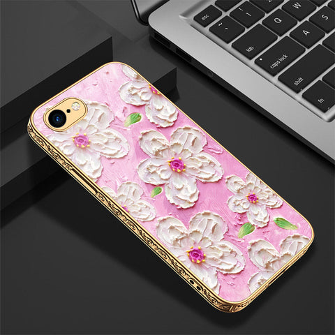 iPhone 8 / 7 Cover - Floral Series - Premium Electroplated Shutterproof Case Soft Silicon Borders Case