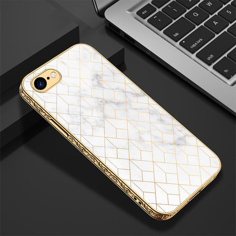 iPhone 8 / 7 Cover - White Marble Series 2 - Premium Electroplated Shutterproof Case Soft Silicon Borders Case