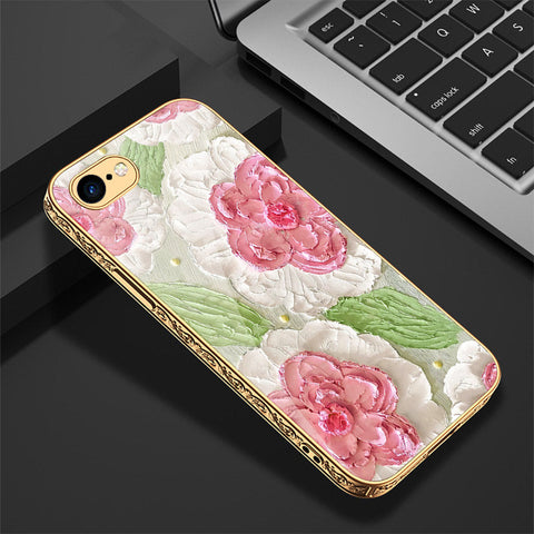 iPhone 8 / 7 Cover - Floral Series - Premium Electroplated Shutterproof Case Soft Silicon Borders Case