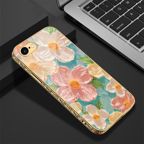 iPhone 8 / 7 Cover - Floral Series - Premium Electroplated Shutterproof Case Soft Silicon Borders Case