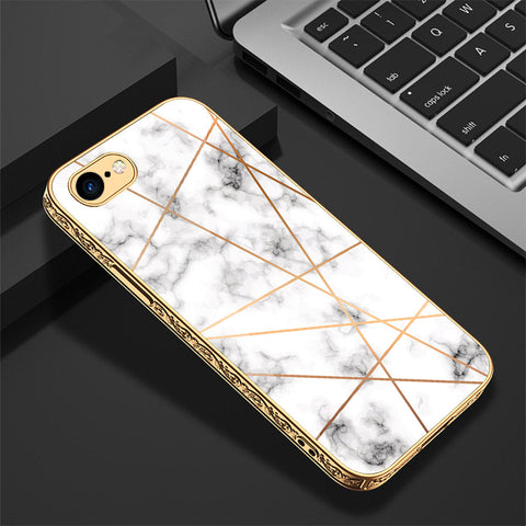 iPhone 8 / 7 Cover - White Marble Series 2 - Premium Electroplated Shutterproof Case Soft Silicon Borders Case