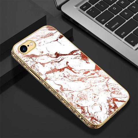 iPhone 8 / 7 Cover - White Marble Series 2 - Premium Electroplated Shutterproof Case Soft Silicon Borders Case