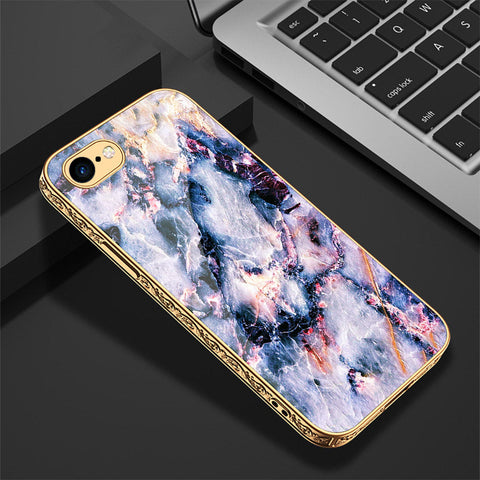 iPhone 8 / 7 Cover - Colorful Marble Series - Premium Electroplated Shutterproof Case Soft Silicon Borders Case