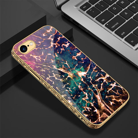 iPhone 8 / 7 Cover - Colorful Marble Series - Premium Electroplated Shutterproof Case Soft Silicon Borders Case