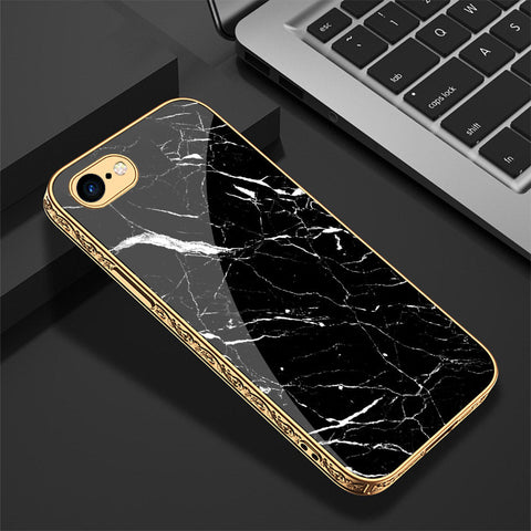 iPhone 8 / 7 Cover - Black Marble Series - Premium Electroplated Shutterproof Case Soft Silicon Borders Case