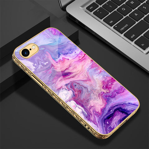 iPhone 8 / 7 Cover - Colorful Marble Series - Premium Electroplated Shutterproof Case Soft Silicon Borders Case