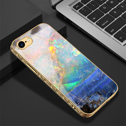 iPhone 8 / 7 Cover - Colorful Marble Series - Premium Electroplated Shutterproof Case Soft Silicon Borders Case