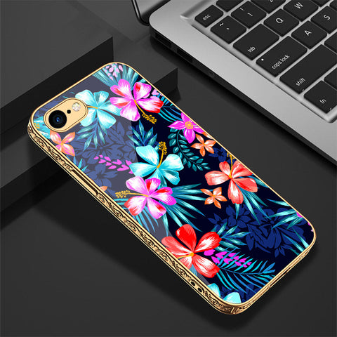 iPhone 8 / 7 Cover - Floral Series - Premium Electroplated Shutterproof Case Soft Silicon Borders Case