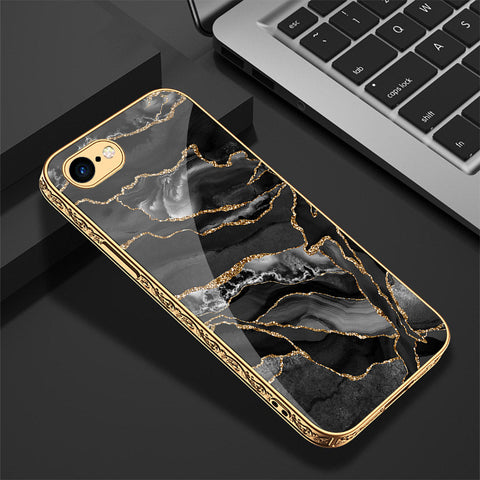 iPhone 8 / 7 Cover - Black Marble Series - Premium Electroplated Shutterproof Case Soft Silicon Borders Case