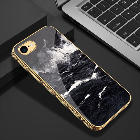 iPhone 8 / 7 Cover - Black Marble Series - Premium Electroplated Shutterproof Case Soft Silicon Borders Case