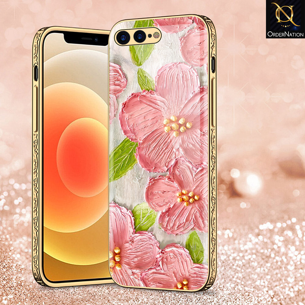 iPhone 8 Plus / 7 Plus Cover - Floral Series - Premium Electroplated Shutterproof Case Soft Silicon Borders Case