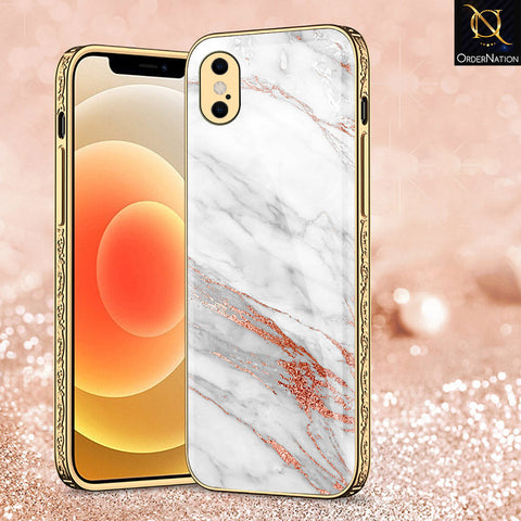 iPhone XS Max Cover - White Marble Series - Premium Electroplated Shutterproof Case Soft Silicon Borders Case