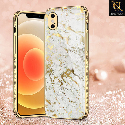 iPhone XS Max Cover - White Marble Series - Premium Electroplated Shutterproof Case Soft Silicon Borders Case