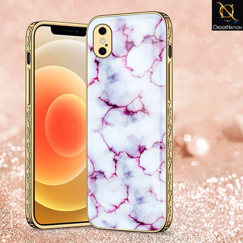 iPhone XS Max Cover - White Marble Series - Premium Electroplated Shutterproof Case Soft Silicon Borders Case