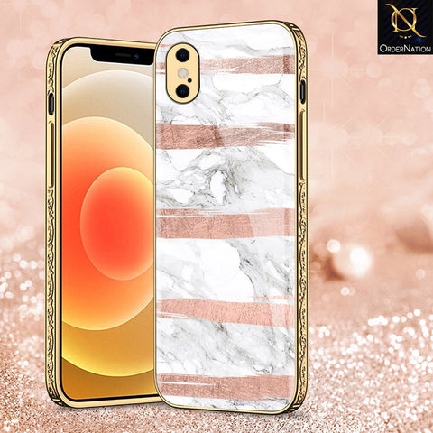 iPhone XS Max Cover - White Marble Series - Premium Electroplated Shutterproof Case Soft Silicon Borders Case