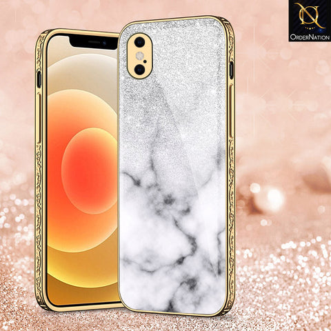 iPhone XS Max Cover - White Marble Series - Premium Electroplated Shutterproof Case Soft Silicon Borders Case