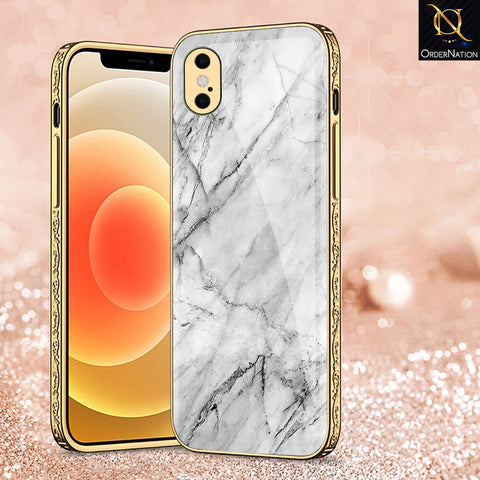 iPhone XS / X Cover - White Marble Series - Premium Electroplated Shutterproof Case Soft Silicon Borders Case