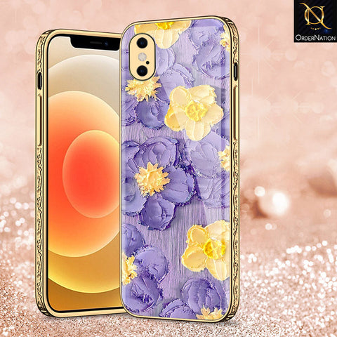 iPhone XS Max Cover - Floral Series - Premium Electroplated Shutterproof Case Soft Silicon Borders Case