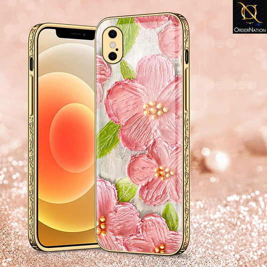 iPhone XS Max Cover - Floral Series - Premium Electroplated Shutterproof Case Soft Silicon Borders Case