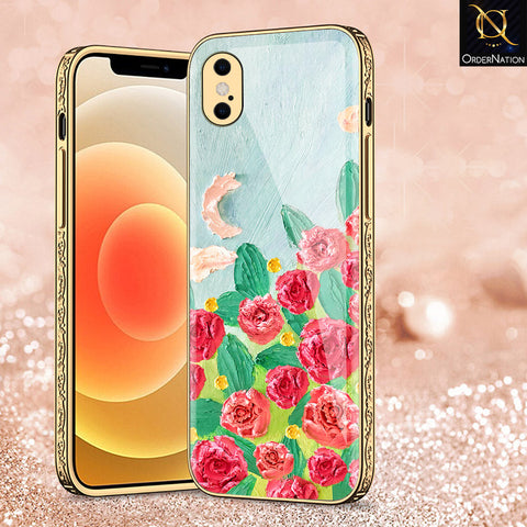 iPhone XS Max Cover - Floral Series - Premium Electroplated Shutterproof Case Soft Silicon Borders Case