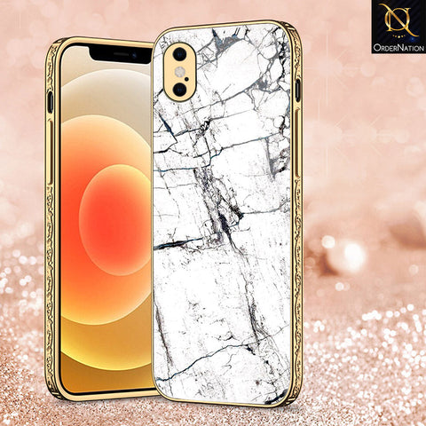 iPhone XS Max Cover - White Marble Series 2 - Premium Electroplated Shutterproof Case Soft Silicon Borders Case