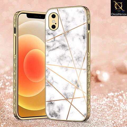 iPhone XS Max Cover - White Marble Series 2 - Premium Electroplated Shutterproof Case Soft Silicon Borders Case