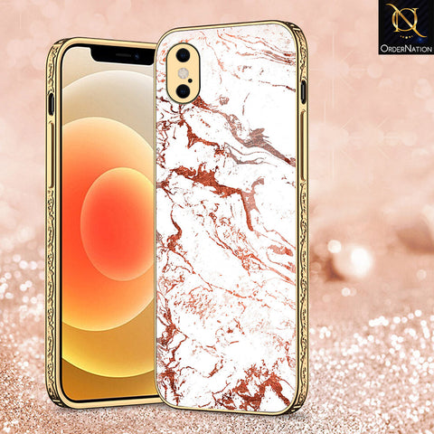 iPhone XS Max Cover - White Marble Series 2 - Premium Electroplated Shutterproof Case Soft Silicon Borders Case