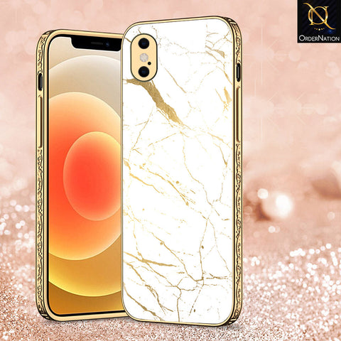 iPhone XS / X Cover - White Marble Series 2 - Premium Electroplated Shutterproof Case Soft Silicon Borders Case