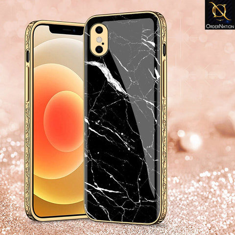 iPhone XS / X Cover - Black Marble Series - Premium Electroplated Shutterproof Case Soft Silicon Borders Case