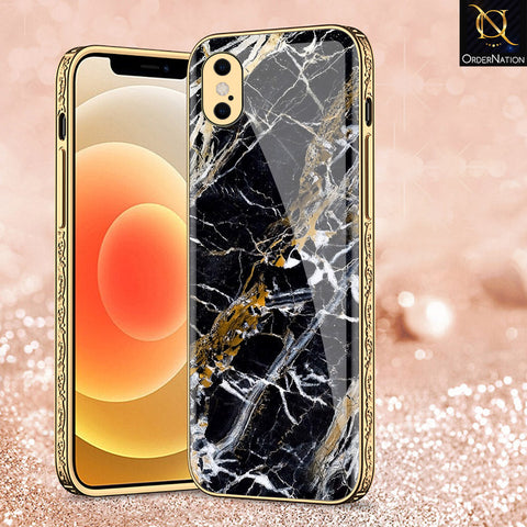 iPhone XS / X Cover - Black Marble Series - Premium Electroplated Shutterproof Case Soft Silicon Borders Case