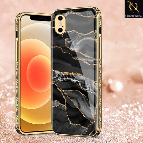 iPhone XS / X Cover - Black Marble Series - Premium Electroplated Shutterproof Case Soft Silicon Borders Case