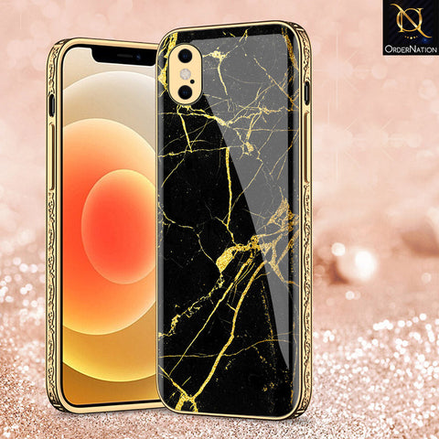 iPhone XS / X Cover - Black Marble Series - Premium Electroplated Shutterproof Case Soft Silicon Borders Case