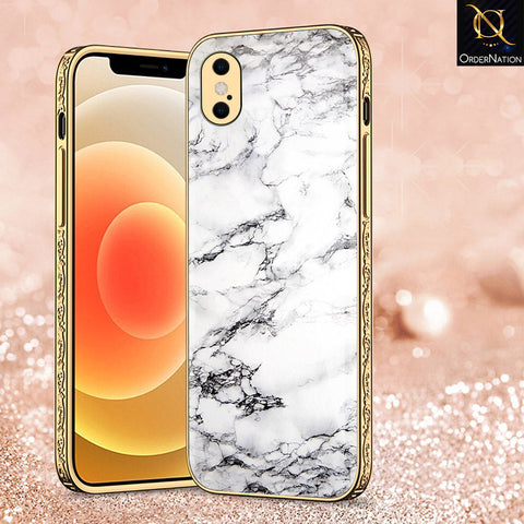 iPhone XS / X Cover - White Marble Series - Premium Electroplated Shutterproof Case Soft Silicon Borders Case