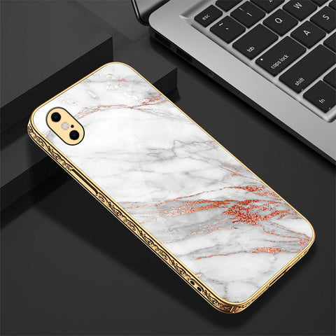 iPhone XS / X Cover - White Marble Series - Premium Electroplated Shutterproof Case Soft Silicon Borders Case