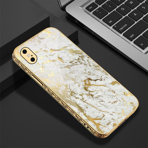 iPhone XS Max Cover - White Marble Series - Premium Electroplated Shutterproof Case Soft Silicon Borders Case