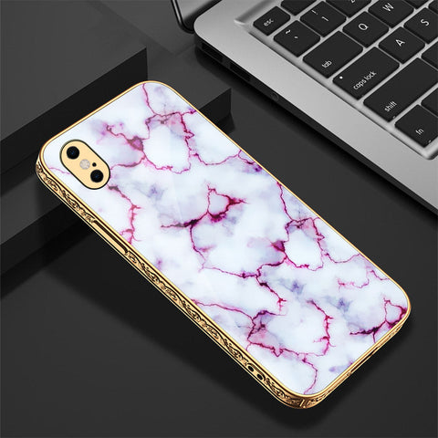 iPhone XS Max Cover - White Marble Series - Premium Electroplated Shutterproof Case Soft Silicon Borders Case