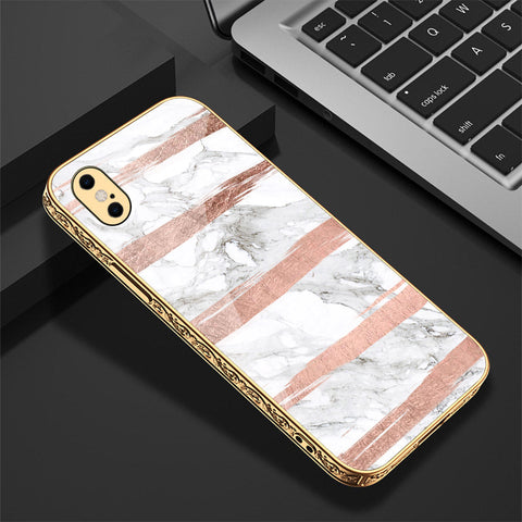 iPhone XS / X Cover - White Marble Series - Premium Electroplated Shutterproof Case Soft Silicon Borders Case