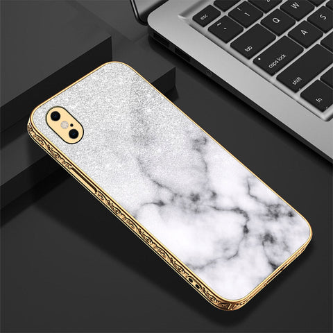 iPhone XS Max Cover - White Marble Series - Premium Electroplated Shutterproof Case Soft Silicon Borders Case