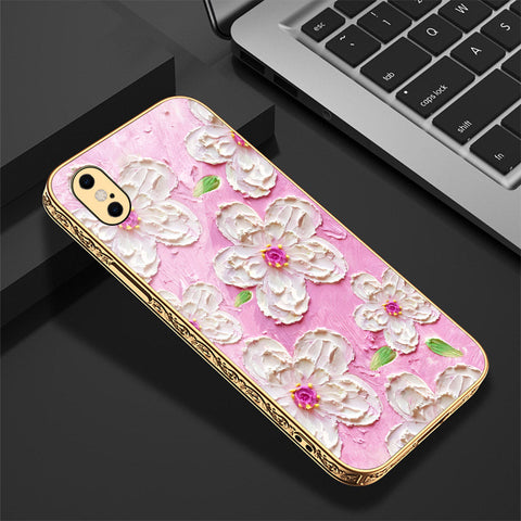 iPhone XS Max Cover - Floral Series - Premium Electroplated Shutterproof Case Soft Silicon Borders Case