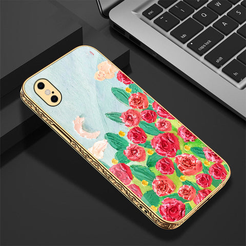 iPhone XS Max Cover - Floral Series - Premium Electroplated Shutterproof Case Soft Silicon Borders Case