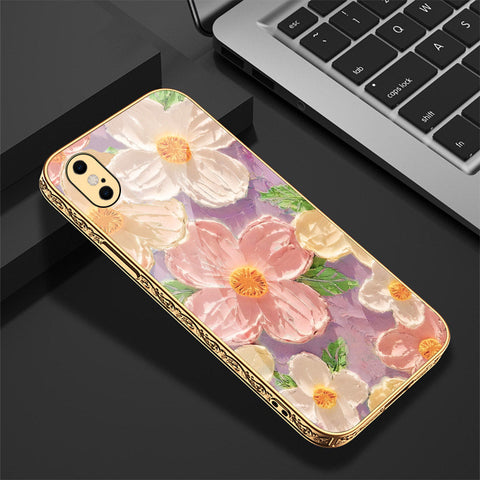 iPhone XS Max Cover - Floral Series - Premium Electroplated Shutterproof Case Soft Silicon Borders Case