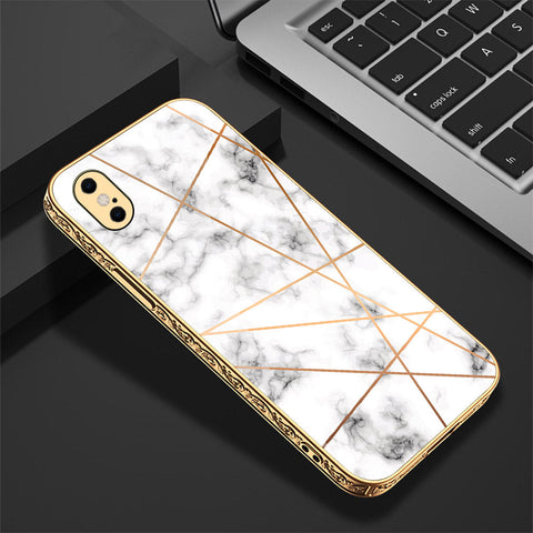 iPhone XS / X Cover - White Marble Series 2 - Premium Electroplated Shutterproof Case Soft Silicon Borders Case