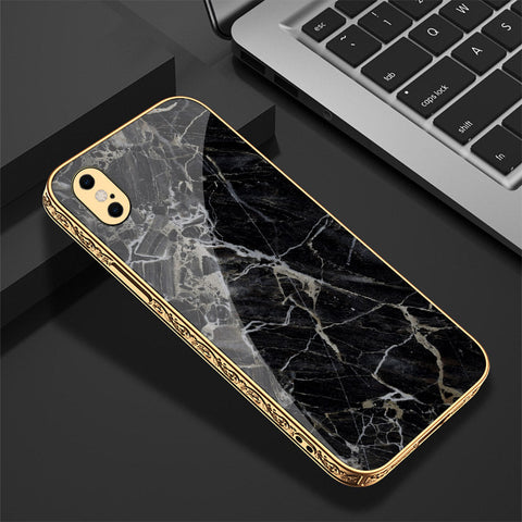 iPhone XS / X Cover - Black Marble Series - Premium Electroplated Shutterproof Case Soft Silicon Borders Case