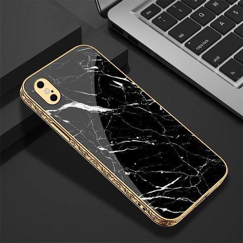 iPhone XS / X Cover - Black Marble Series - Premium Electroplated Shutterproof Case Soft Silicon Borders Case