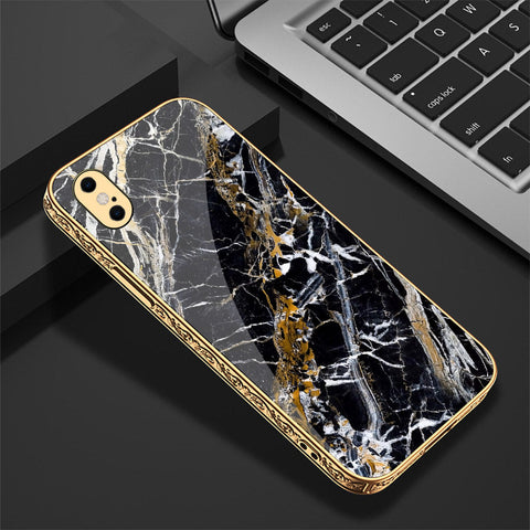 iPhone XS / X Cover - Black Marble Series - Premium Electroplated Shutterproof Case Soft Silicon Borders Case