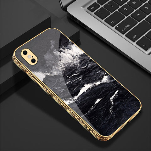 iPhone XS / X Cover - Black Marble Series - Premium Electroplated Shutterproof Case Soft Silicon Borders Case