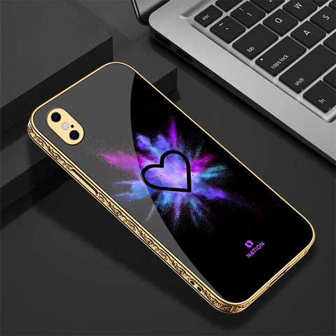 iPhone XS Max Cover - Onation Heart Series - Premium Electroplated Shutterproof Case Soft Silicon Borders Case