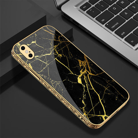 iPhone XS Max Cover - Black Marble Series - Premium Electroplated Shutterproof Case Soft Silicon Borders Case